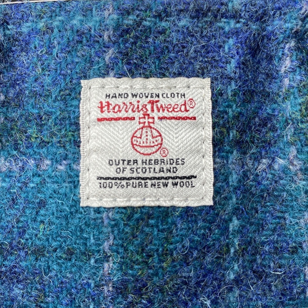 Harris Tweed Wool Tartan Small Coin/Card Purse Multi-Colored Blue Tones - Picture 10 of 11